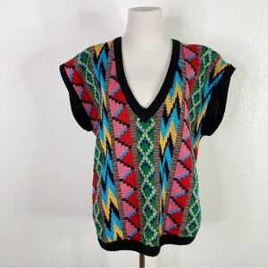 Vintage The Import Shop Multi Colored Knit Sweater Vest